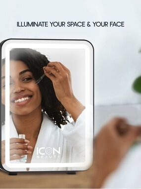 ✨ ICON BEAUTY LED Lighted Mini Fridge + Touch LED Mirror — 4L Skincare Cooler